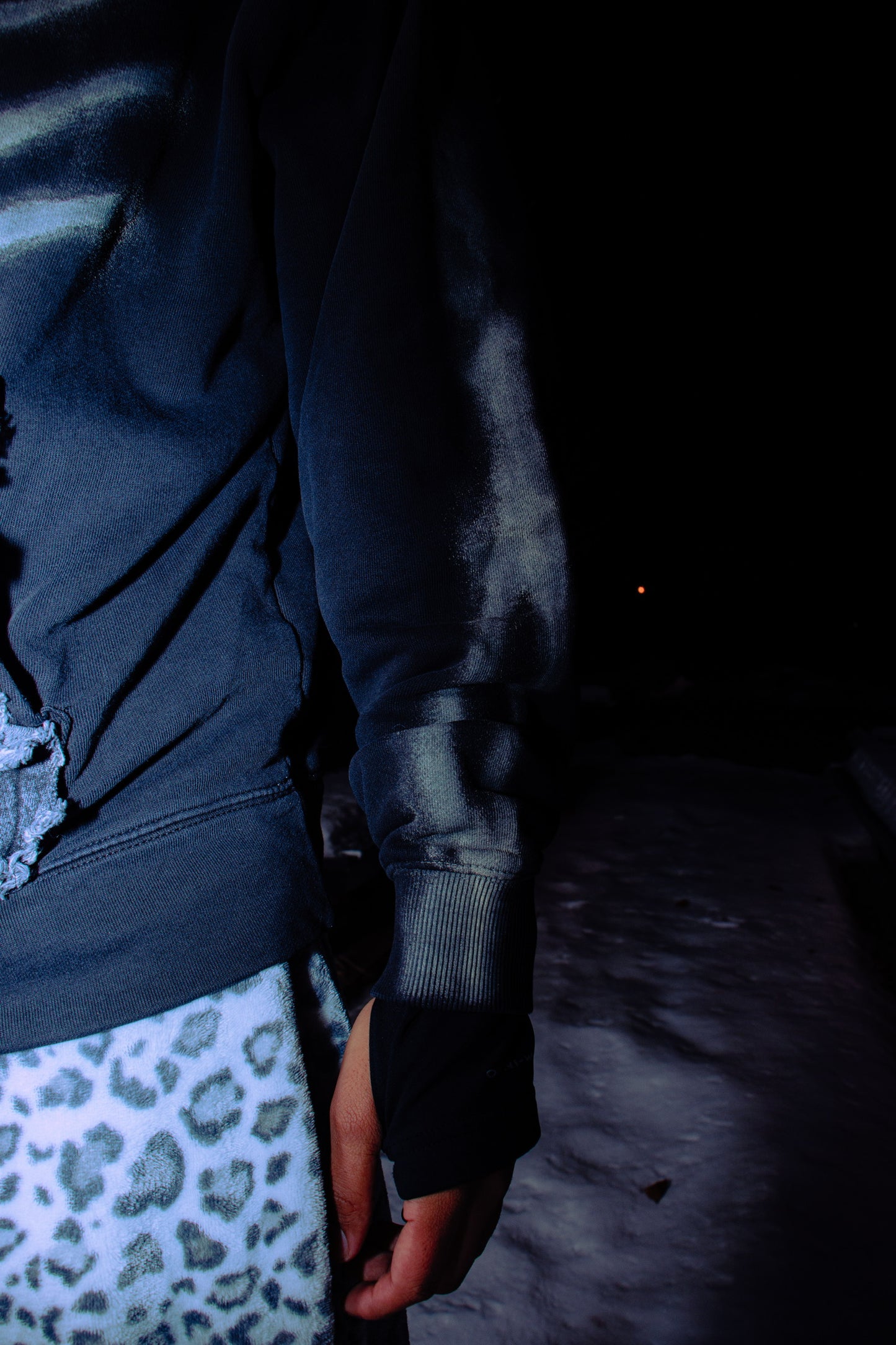 Black Distressed Skully Hoodie