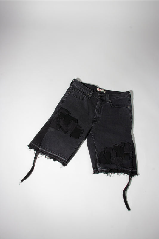 Black Patched Denim Shorts #10