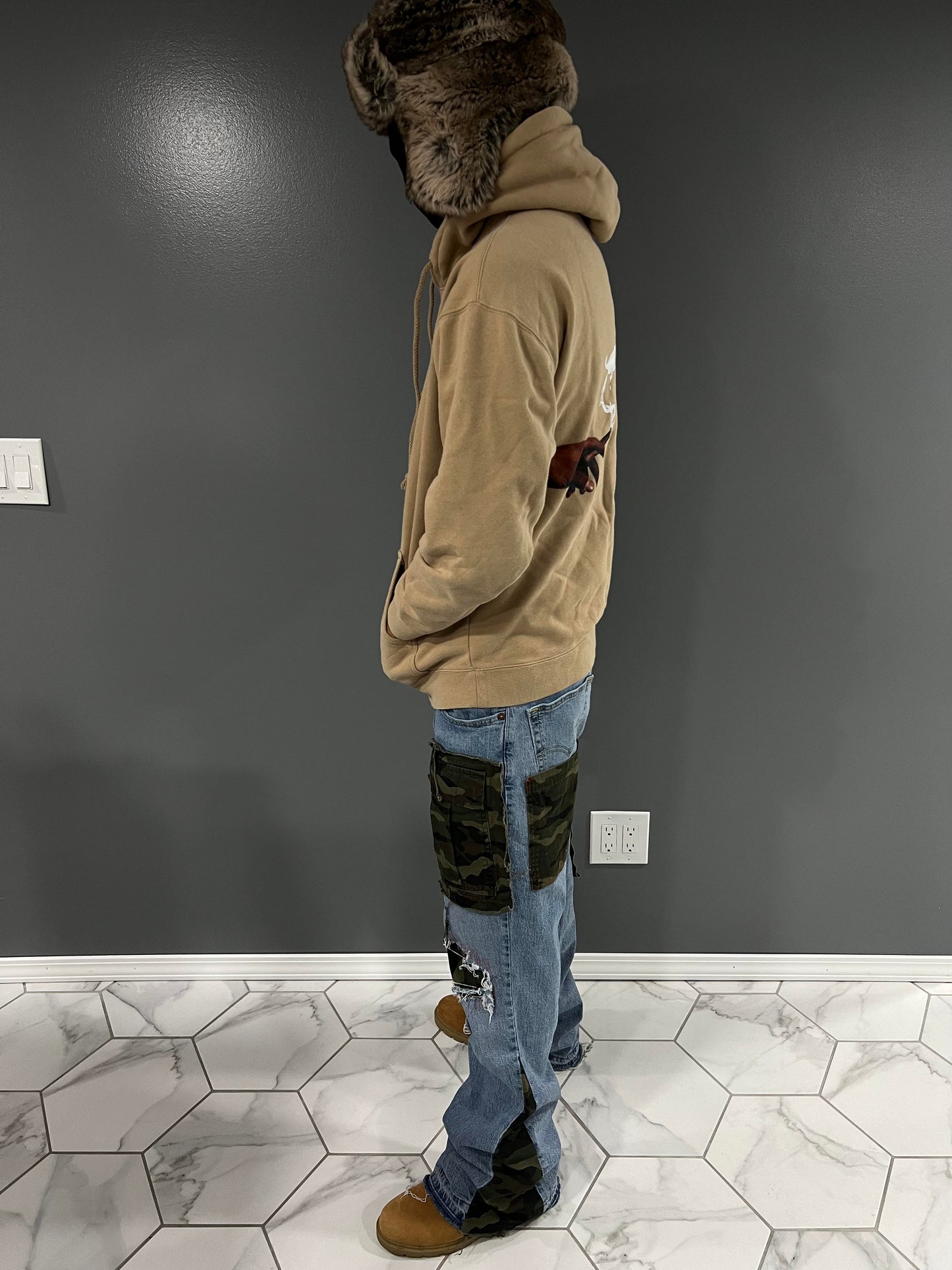 Denim/Camo Hybrid Jeans #004